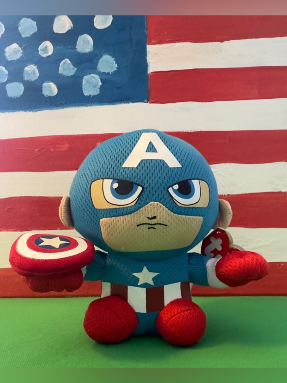 Ty Captain America Beanie Babies Plush - Blue, Red, White